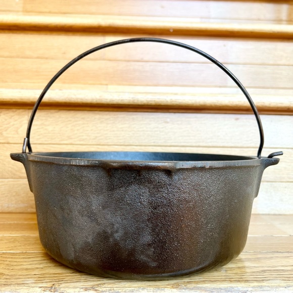 WAGNER 1891 Cast Iron Dutch Oven Bail Handle Pre Seasoned Saute Fry Baking Roast